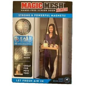 New Magic Mesh Deluxe Hands Free Magnetic Screen Door 39"x83" Black (MM011124)